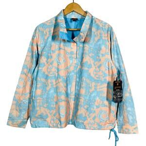NEW! Mountain & Isles Tie Dye Pullover Top Jumper Casual Half Button Blue - L